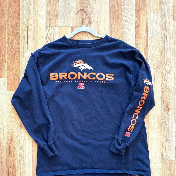 Navy Denver Broncos Long-Sleeve Tee - Size L - Picture 3 of 6